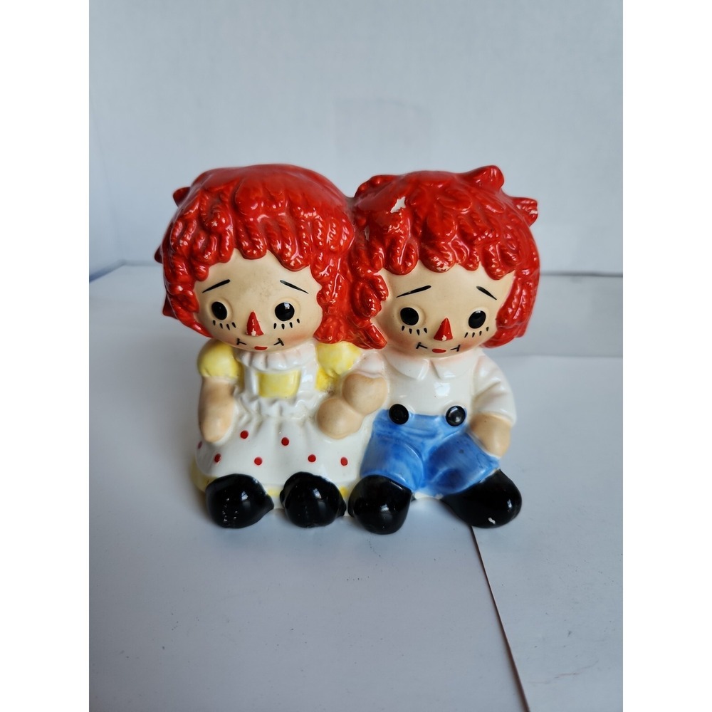 Vintage Nan San c1969 RAGGEDY ANNE & ANDY CeramicToy Bank Music Box not working